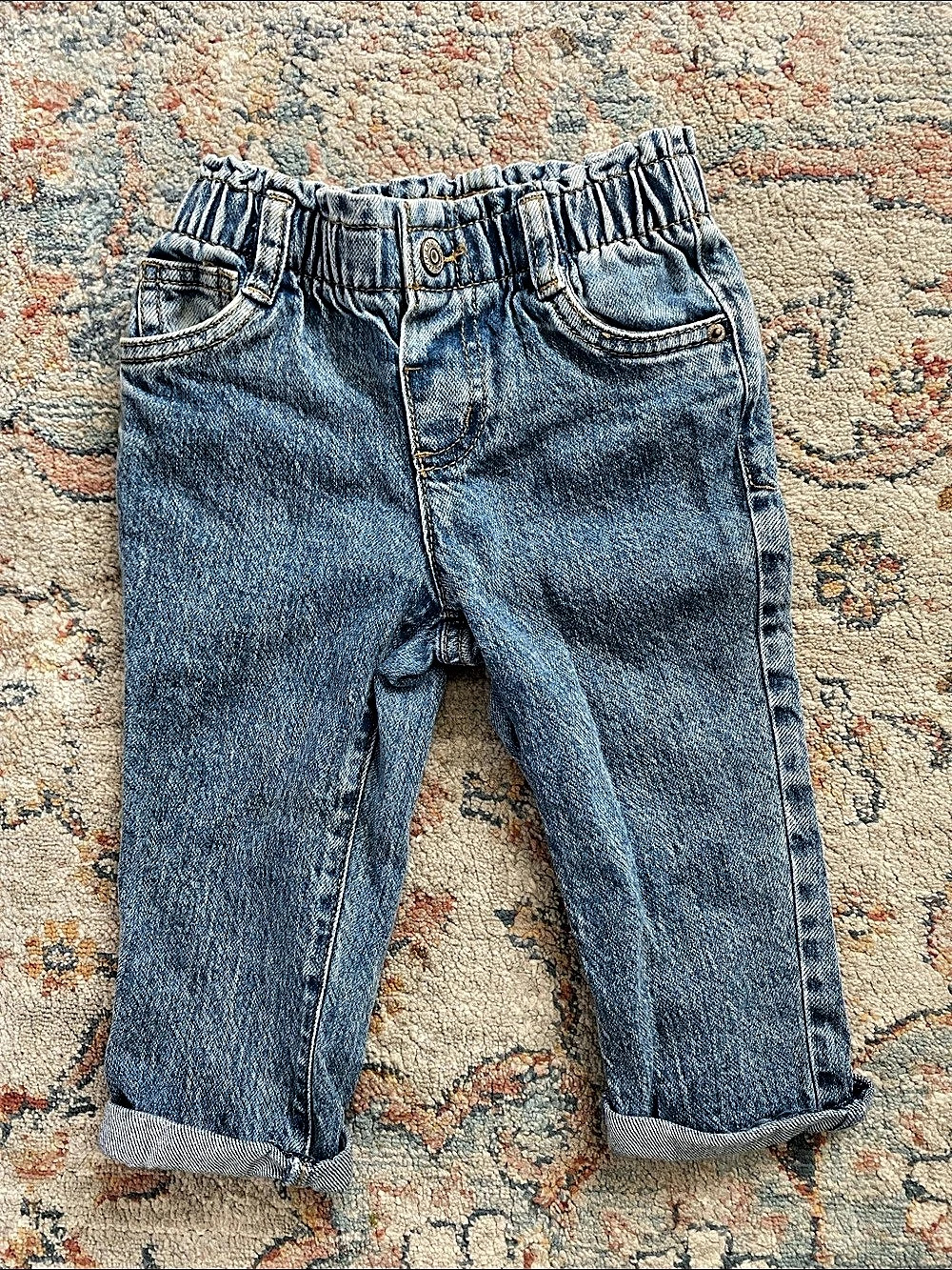Cat & Jack Toddler Girls' Paperbag Denim Pants Blue 2T